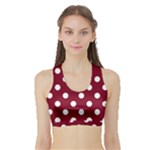 Polka Dots - White on Burgundy Red Women s Sports Bra with Border