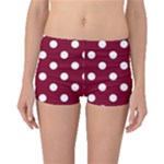 Polka Dots - White on Burgundy Red Boyleg Bikini Bottoms