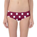 Polka Dots - White on Burgundy Red Classic Bikini Bottoms