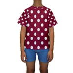 Polka Dots - White on Burgundy Red Kid s Short Sleeve Swimwear
