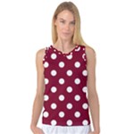 Polka Dots - White on Burgundy Red Women s Basketball Tank Top