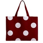 Polka Dots - White on Burgundy Red Zipper Mini Tote Bag