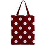 Polka Dots - White on Burgundy Red Zipper Classic Tote Bag