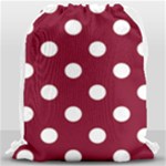 Polka Dots - White on Burgundy Red Drawstring Bag (Large)