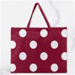 Polka Dots - White on Burgundy Red Zipper Large Tote Bag