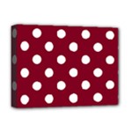 Polka Dots - White on Burgundy Red Deluxe Canvas 16  x 12  (Stretched)