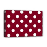 Polka Dots - White on Burgundy Red Deluxe Canvas 18  x 12  (Stretched)