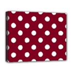 Polka Dots - White on Burgundy Red Deluxe Canvas 20  x 16  (Stretched)