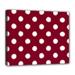 Polka Dots - White on Burgundy Red Deluxe Canvas 24  x 20  (Stretched)