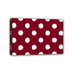 Polka Dots - White on Burgundy Red Mini Canvas 6  x 4  (Stretched)