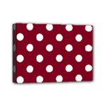 Polka Dots - White on Burgundy Red Mini Canvas 7  x 5  (Stretched)