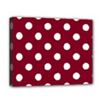 Polka Dots - White on Burgundy Red Canvas 10  x 8  (Stretched)