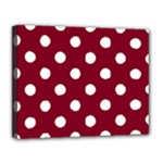 Polka Dots - White on Burgundy Red Canvas 14  x 11  (Stretched)