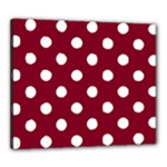 Polka Dots - White on Burgundy Red Canvas 24  x 20  (Stretched)