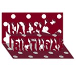 Polka Dots - White on Burgundy Red Happy Birthday 3D Greeting Card (8x4)