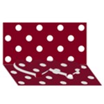 Polka Dots - White on Burgundy Red Twin Heart Bottom 3D Greeting Card (8x4)