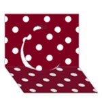 Polka Dots - White on Burgundy Red Circle 3D Greeting Card (7x5)