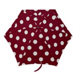 Polka Dots - White on Burgundy Red Mini Umbrella