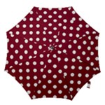 Polka Dots - White on Burgundy Red Hook Handle Umbrella (Large)