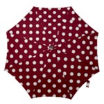 Polka Dots - White on Burgundy Red Hook Handle Umbrella (Small)