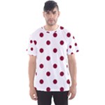 Polka Dots - Burgundy Red on White Men s Sport Mesh Tee