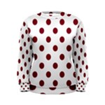 Polka Dots - Burgundy Red on White Women s Sweatshirt