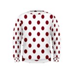 Polka Dots - Burgundy Red on White Kid s Sweatshirt