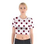 Polka Dots - Burgundy Red on White Cotton Crop Top