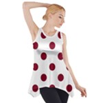 Polka Dots - Burgundy Red on White Side Drop Tank Tunic
