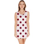 Polka Dots - Burgundy Red on White Bodycon Dress