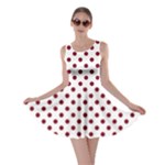 Polka Dots - Burgundy Red on White Skater Dress