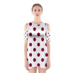 Polka Dots - Burgundy Red on White Women s Cutout Shoulder Dress