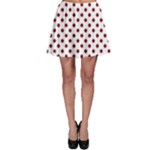 Polka Dots - Burgundy Red on White Skater Skirt
