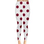 Polka Dots - Burgundy Red on White Women s Leggings