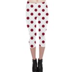Polka Dots - Burgundy Red on White Capri Leggings