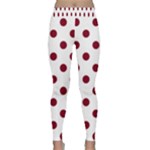 Polka Dots - Burgundy Red on White Yoga Leggings