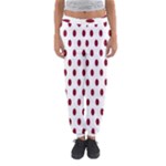 Polka Dots - Burgundy Red on White Women s Jogger Sweatpants