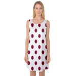 Polka Dots - Burgundy Red on White Sleeveless Satin Nightdress