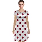 Polka Dots - Burgundy Red on White Cap Sleeve Nightdress
