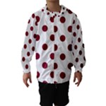 Polka Dots - Burgundy Red on White Hooded Wind Breaker (Kids)
