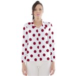 Polka Dots - Burgundy Red on White Wind Breaker (Women)