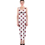 Polka Dots - Burgundy Red on White OnePiece Catsuit