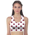 Polka Dots - Burgundy Red on White Women s Sports Bra