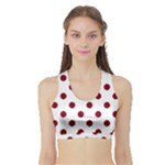 Polka Dots - Burgundy Red on White Women s Sports Bra with Border