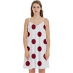 Polka Dots - Burgundy Red on White Women s Reversible Sports Bra with Border