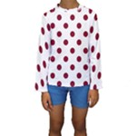 Polka Dots - Burgundy Red on White Kid s Long Sleeve Swimwear