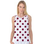 Polka Dots - Burgundy Red on White Women s Basketball Tank Top