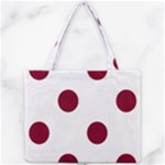 Polka Dots - Burgundy Red on White Mini Tote Bag
