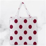 Polka Dots - Burgundy Red on White Grocery Tote Bag
