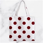 Polka Dots - Burgundy Red on White Zipper Grocery Tote Bag